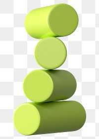 3D green geometric shape png clipart, transparent background
