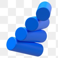 3D cylinder stack png blue geometric shape, transparent background