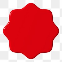 3D red badge png starburst shape clipart, transparent background