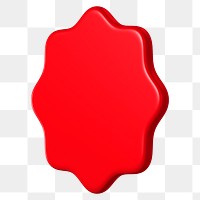 3D red badge png starburst shape clipart, transparent background