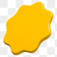 3D yellow badge png starburst shape clipart, transparent background