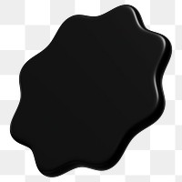 3D black badge png starburst shape clipart, transparent background