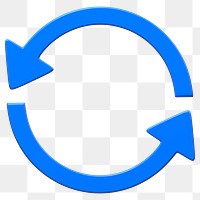 Blue refresh symbol png 3D sticker, transparent background 