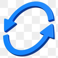 Blue refresh symbol png 3D sticker, transparent background 