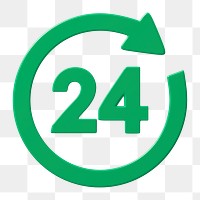 24 hrs sign png 3D sticker, transparent background 