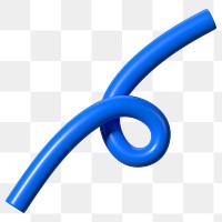 3D blue squiggle png, abstract shape clipart, transparent background