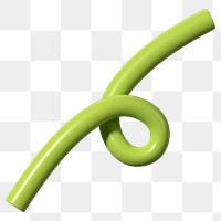 3D green squiggle png, abstract shape clipart, transparent background