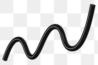 3D black squiggle png, wavy shape clipart, transparent background