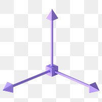 Png purple 3D arrow axis sticker, transparent background