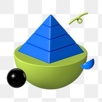 3D pyramid graph png sticker, transparent background