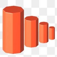 3D bar graph png sticker, transparent background