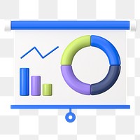 Statistics presentation png sticker, 3D business illustration, transparent background 