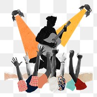 Artist playing guitar png sticker, music concert remix, transparent background