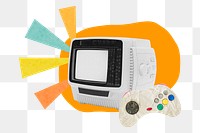Retro video game png sticker, entertainment remix, transparent background