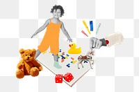 Little kid's png play room sticker, education remix, transparent background