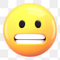 3D grimacing face png emoticon sticker, transparent background