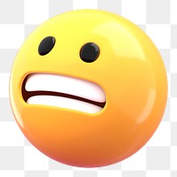 PNG 3D grimacing face emoticon, social media sticker, transparent background