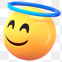 PNG 3D angel face emoticon, social media sticker, transparent background