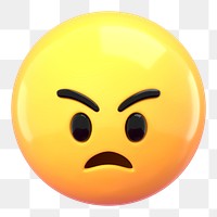 PNG 3D angry face emoticon, social media sticker, transparent background