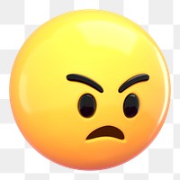 3D angry face png emoticon sticker, transparent background