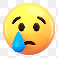 3D cry face png emoticon sticker, transparent background