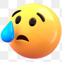 3D emoticon png cry face sticker, transparent background 