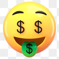 PNG 3D money face emoticon sticker, transparent background