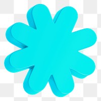 3D blue asterisk png, symbol sticker, transparent background