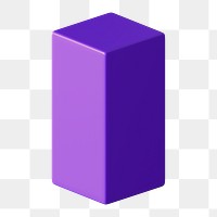 PNG 3D purple bar, geometric shape sticker, transparent background