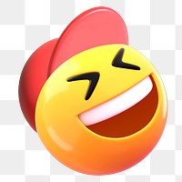 3D emoticon png laughing face sticker, transparent background