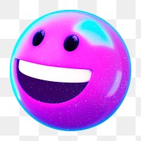 3D purple emoticon png smiling face sticker, transparent background
