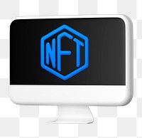 NFT computer screen png sticker, 3D rendering graphic, transparent background