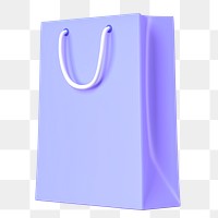 PNG 3D purple shopping bag sticker, transparent background