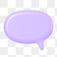 3D shape png purple speech bubble sticker, transparent background