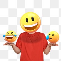 PNG 3D emoticon-headed man sticker remix, transparent background