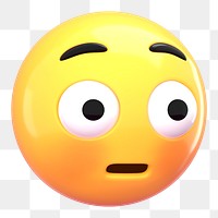 PNG 3D flushed face emoticon sticker, transparent background