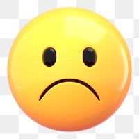 3D emoticon png frowning face sticker, transparent background