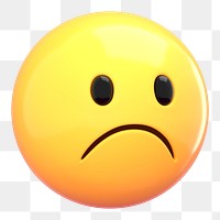 PNG 3D frowning emoticon sticker, transparent background