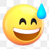 3D sweat emoticon png social media sticker, transparent background