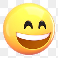 PNG 3D smiling emoticon sticker, transparent background