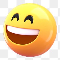 3D emoticon png smiling face sticker, transparent background