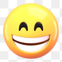 3D emoticon png smiling face sticker, transparent background