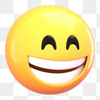 3D emoticon png grinning smile sticker, transparent background