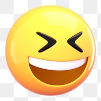 3D emoticon png laughing face sticker, transparent background