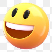 3D emoticon png smiling face sticker, transparent background
