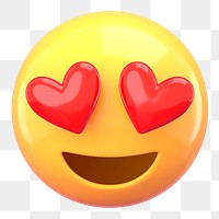 3D emoticon png heart-eyes sticker, transparent background