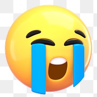 PNG 3D loud crying emoticon, social media sticker, transparent background