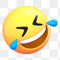 3D emoticon png laughing sticker, transparent background
