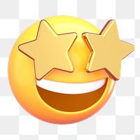 Star eyes 3D png emoticon sticker, transparent background