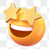 Star eyes 3D png emoticon sticker, transparent background